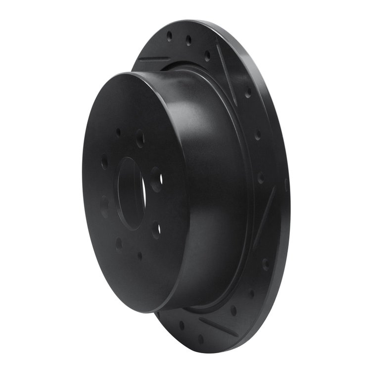 E-Line Drilled & Slotted Black Brake Rotor, 1997-2002 Peugeot, Position: Rear Right