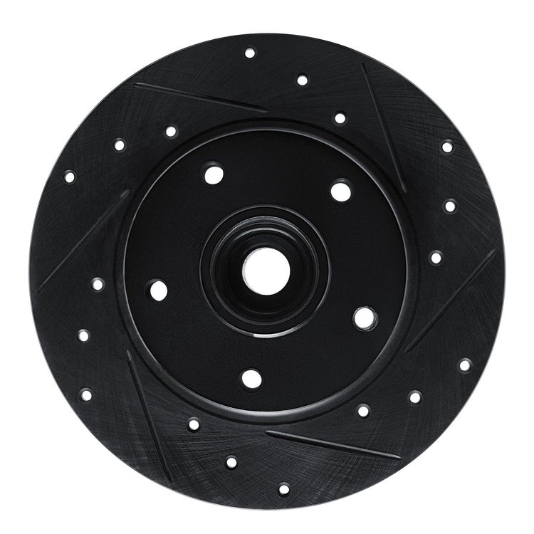 E-Line Drilled & Slotted Black Brake Rotor, 2011-2015 Renault, Position: Rear Right