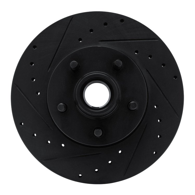 E-Line Drilled & Slotted Black Brake Rotor, 2006-2012 Ford/Lincoln/Mercury/Mazda, Position: Front Left