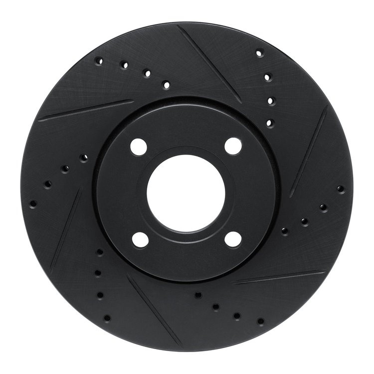 E-Line Drilled & Slotted Black Brake Rotor, 2013-2016 Ford/Lincoln/Mercury/Mazda, Position: Front Right