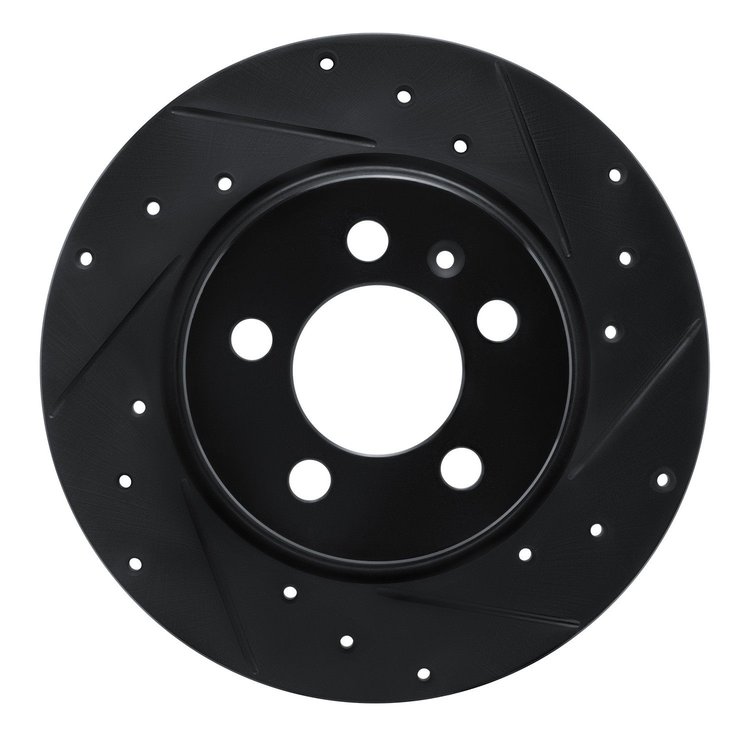E-Line Drilled & Slotted Black Brake Rotor, 2015-2018 Audi/Porsche/Volkswagen, Position: Rear Right