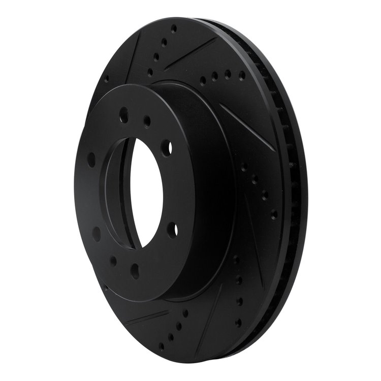 E-Line Drilled & Slotted Black Brake Rotor, 2006-2010 GM, Position: Front Left