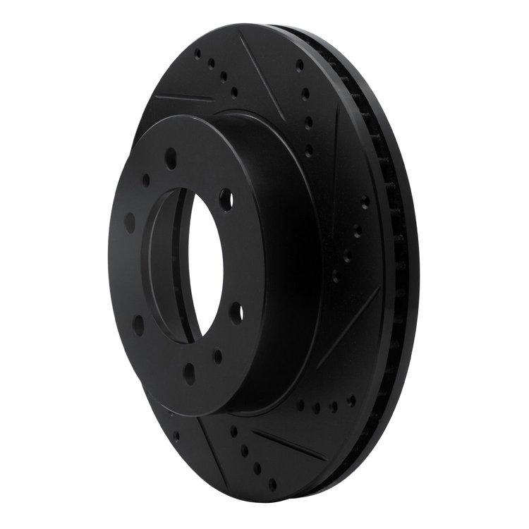 E-Line Drilled & Slotted Black Brake Rotor, 2006-2010 GM, Position: Front Right