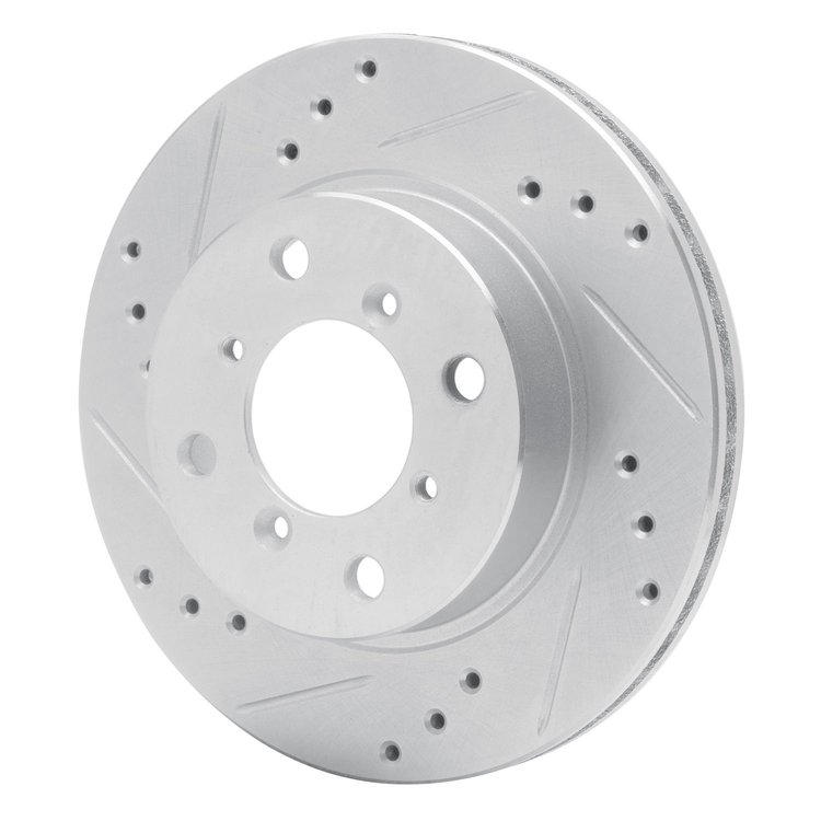 E-Line Drilled & Slotted Silver Brake Rotor, 1995-2002 Suzuki, Position: Front Left