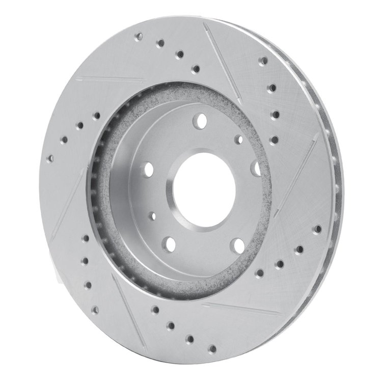 E-Line Drilled & Slotted Silver Brake Rotor, 2007-2019 Suzuki, Position: Front Left