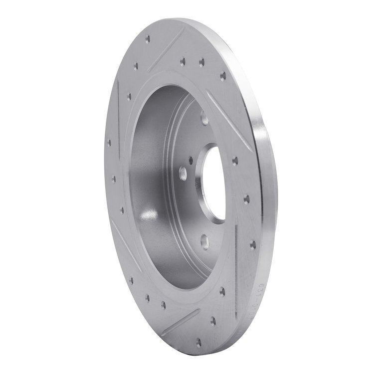 E-Line Drilled & Slotted Silver Brake Rotor, 2010-2013 Suzuki, Position: Rear Right
