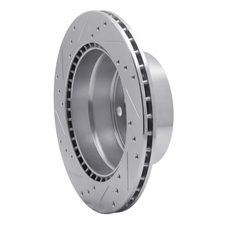 E-Line Drilled & Slotted Silver Brake Rotor, 1969-1983 Audi/Porsche/Volkswagen, Position: Rear Right