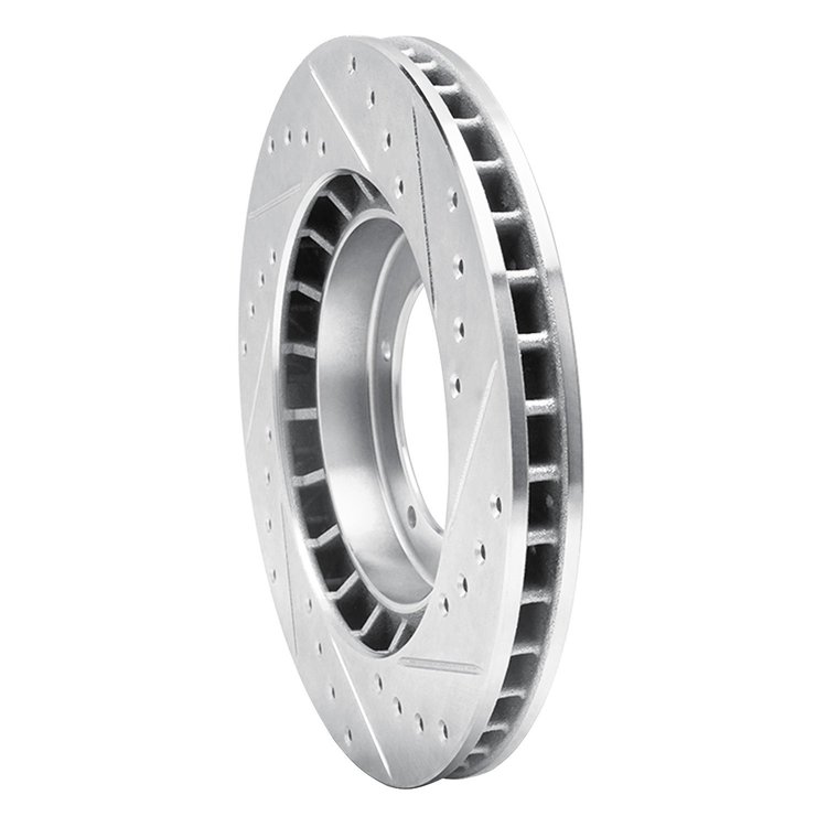 E-Line Drilled & Slotted Silver Brake Rotor, 1986-1986 Audi/Porsche/Volkswagen, Position: Front Left