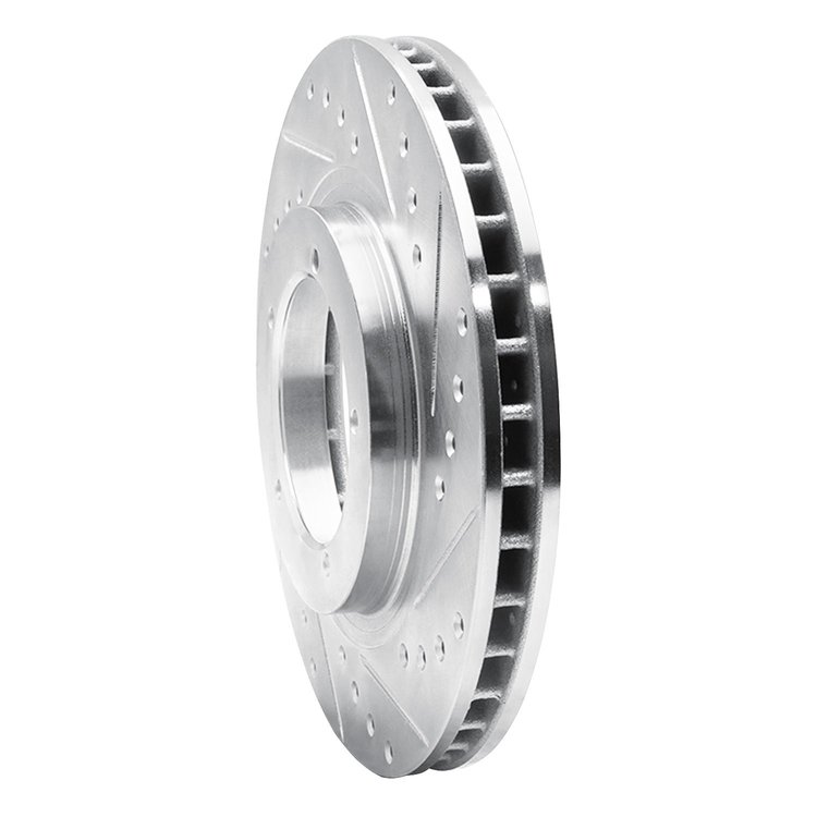 E-Line Drilled & Slotted Silver Brake Rotor, 1986-1986 Audi/Porsche/Volkswagen, Position: Front Right