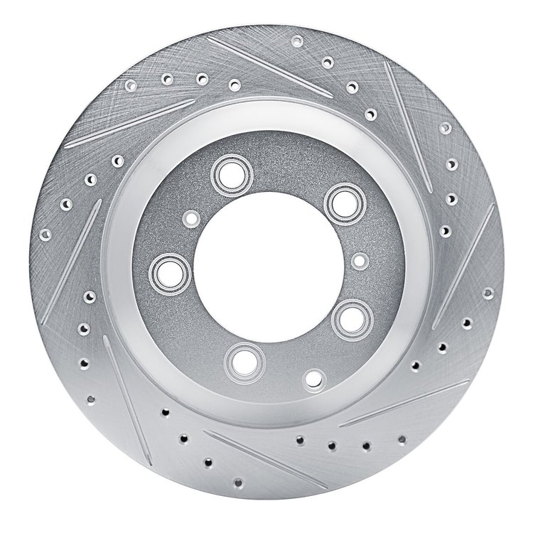 E-Line Drilled & Slotted Silver Brake Rotor, 2019-2021 Audi/Porsche/Volkswagen, Position: Rear Right