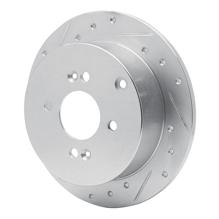 E-Line Drilled & Slotted Silver Brake Rotor, 2006-2012 Fits Multiple Makes/Models, Position: Rear Left