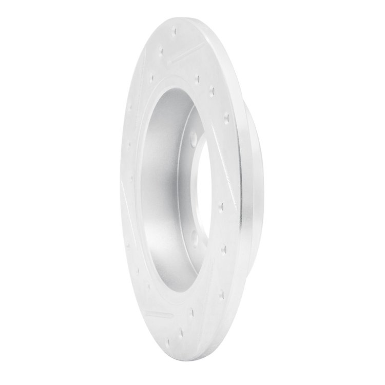 E-Line Drilled & Slotted Silver Brake Rotor, 1994-1996 Kia/Hyundai/Genesis, Position: Rear Right