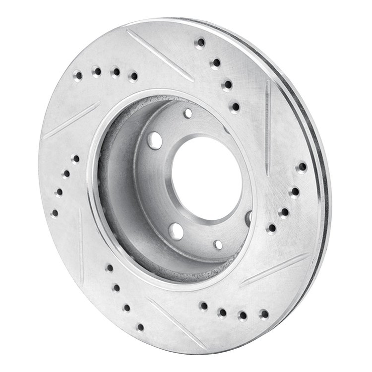 E-Line Drilled & Slotted Silver Brake Rotor, 2003-2006 Fits Multiple Makes/Models, Position: Front Left