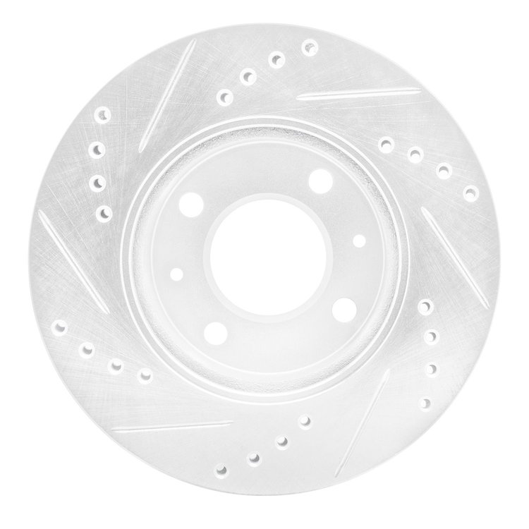 E-Line Drilled & Slotted Silver Brake Rotor, 2003-2006 Fits Multiple Makes/Models, Position: Front Right