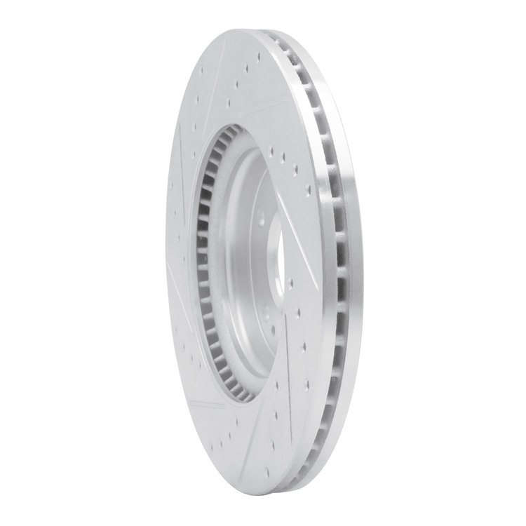 E-Line Drilled & Slotted Silver Brake Rotor, Fits Select Kia/Hyundai/Genesis, Position: Front Right