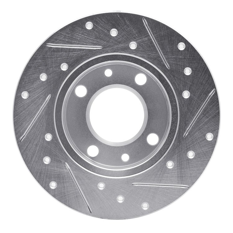 E-Line Drilled & Slotted Silver Brake Rotor, 1966-1992 Fits Multiple Makes/Models, Position: Front Left, Rear Left