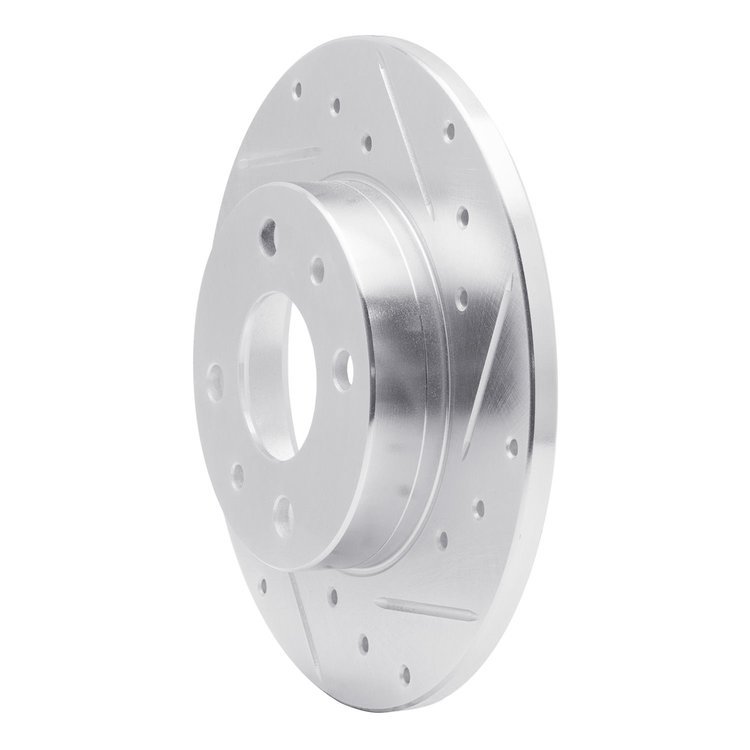 E-Line Drilled & Slotted Silver Brake Rotor, 2009-2019 Mopar, Position: Rear Right