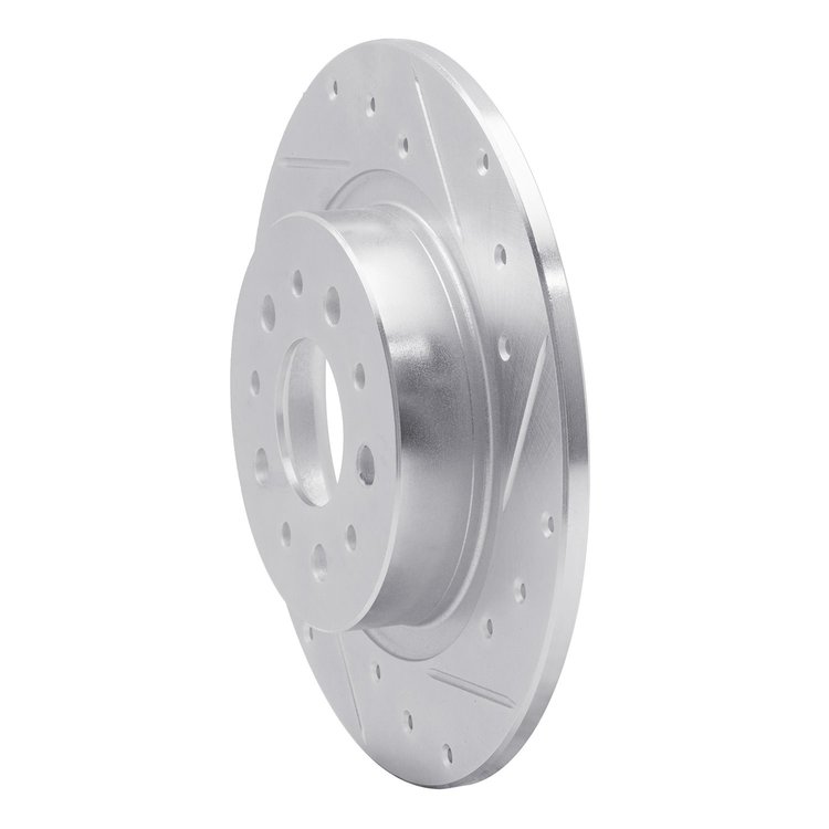 E-Line Drilled & Slotted Silver Brake Rotor, 2014-2019 Mopar, Position: Rear Right