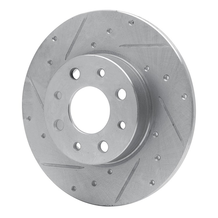 E-Line Drilled & Slotted Silver Brake Rotor, 2013-2019 Mopar, Position: Rear Left