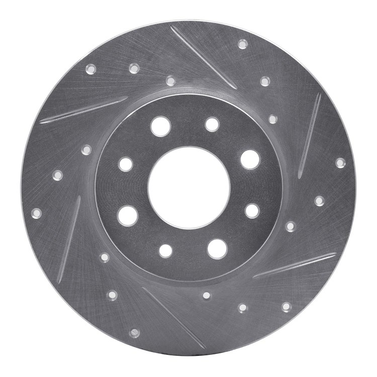 E-Line Drilled & Slotted Silver Brake Rotor, 2013-2019 Mopar, Position: Rear Right