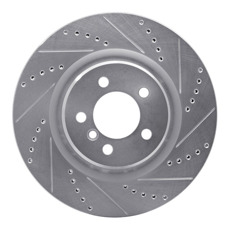 E-Line Drilled & Slotted Silver Brake Rotor, 2006-2012 Land Rover, Position: Front Right
