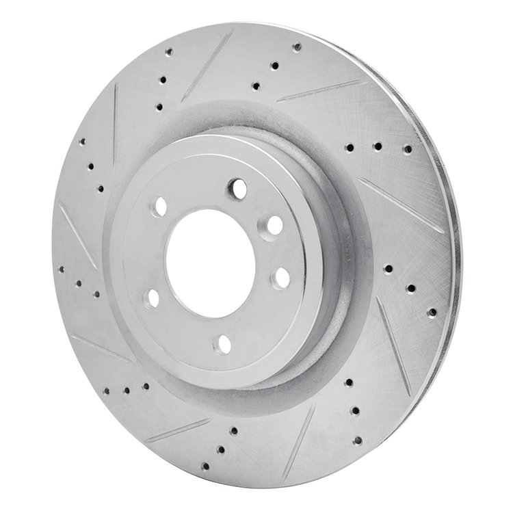 E-Line Drilled & Slotted Silver Brake Rotor, Fits Select Land Rover, Position: Rear Left