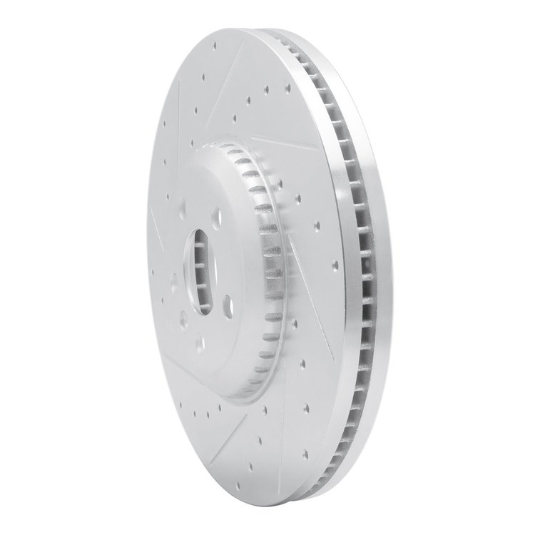 E-Line Drilled & Slotted Silver Brake Rotor, Fits Select Fits Multiple Makes/Models, Position: Front Left