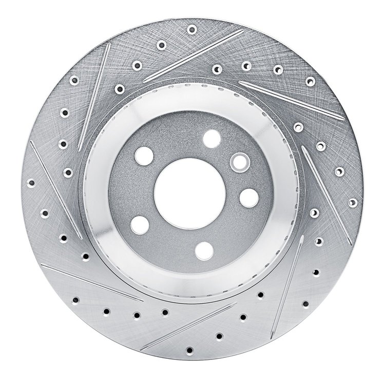 E-Line Drilled & Slotted Silver Brake Rotor, Fits Select Fits Multiple Makes/Models, Position: Rear Left