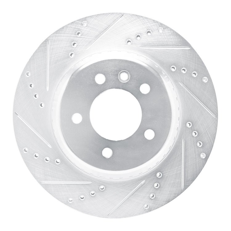E-Line Drilled & Slotted Silver Brake Rotor, Fits Select Land Rover, Position: Rear Left