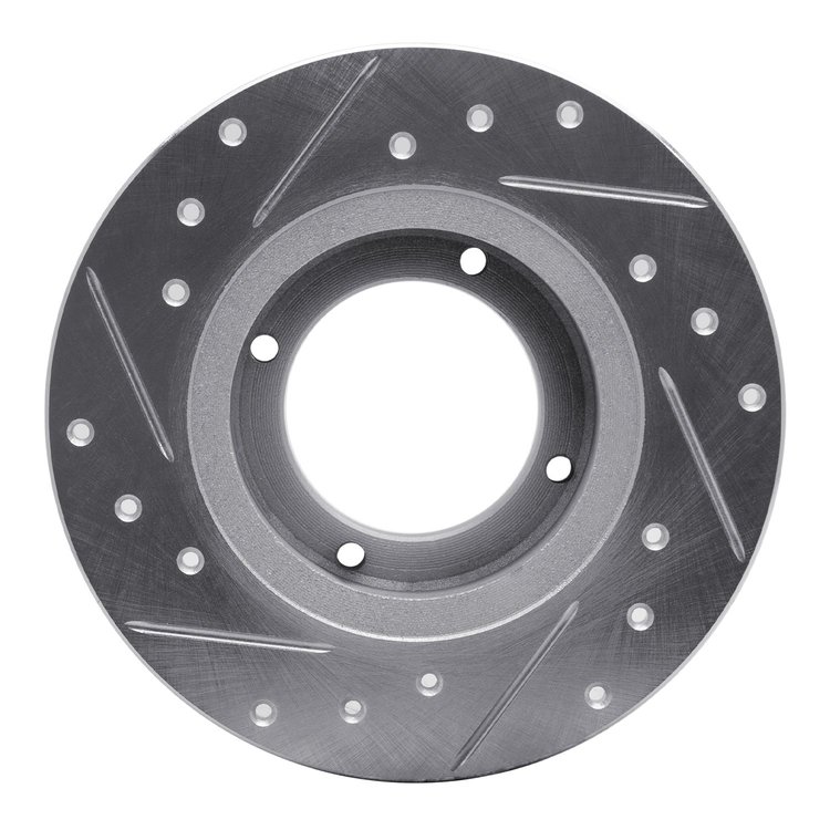 E-Line Drilled & Slotted Silver Brake Rotor, 1985-1991 Subaru, Position: Rear Right