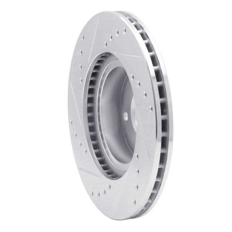 E-Line Drilled & Slotted Silver Brake Rotor, 1990-2016 Fits Multiple Makes/Models, Position: Front Right