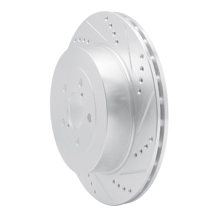 E-Line Drilled & Slotted Silver Brake Rotor, 2003-2004 Subaru, Position: Rear Right