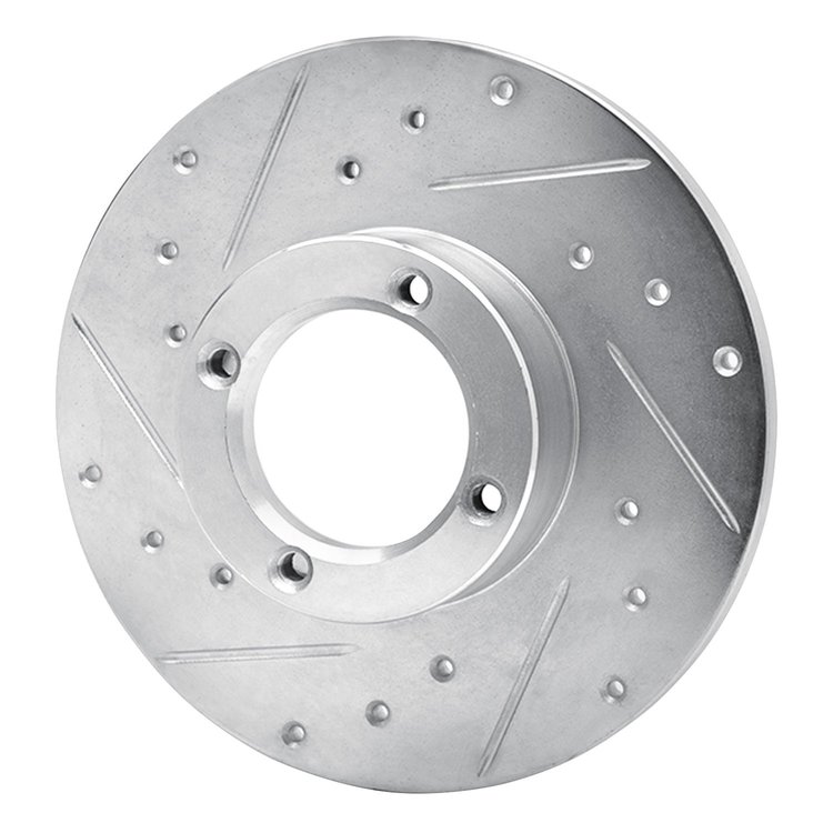 E-Line Drilled & Slotted Silver Brake Rotor, 1980-1983 Subaru, Position: Front Left