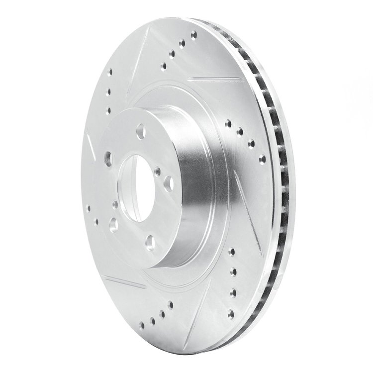 E-Line Drilled & Slotted Silver Brake Rotor, Fits Select Fits Multiple Makes/Models, Position: Front Left
