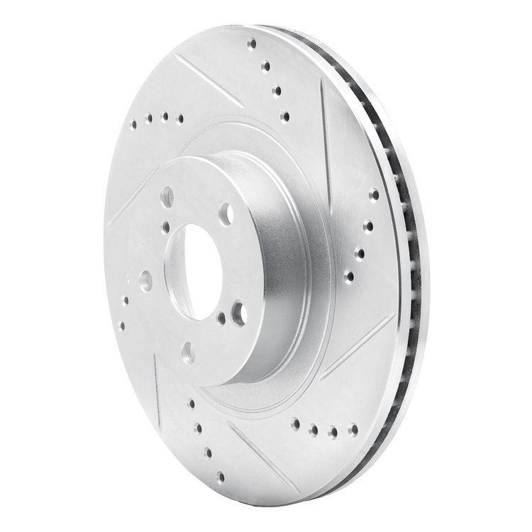 E-Line Drilled & Slotted Silver Brake Rotor, Fits Select Fits Multiple Makes/Models, Position: Front Right