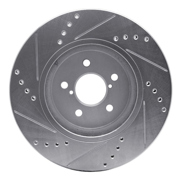 E-Line Drilled & Slotted Silver Brake Rotor, Fits Select Subaru, Position: Front Right