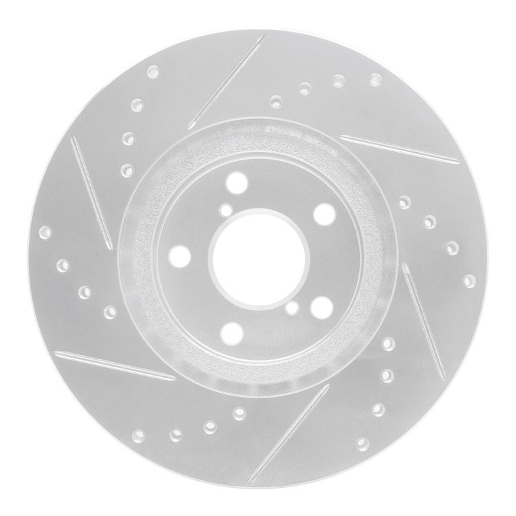 E-Line Drilled & Slotted Silver Brake Rotor, Fits Select Subaru, Position: Front Right