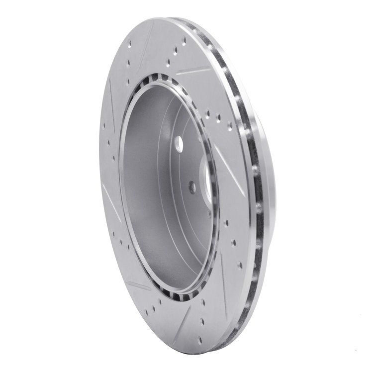E-Line Drilled & Slotted Silver Brake Rotor, 2017-2020 Fits Multiple Makes/Models, Position: Rear Right