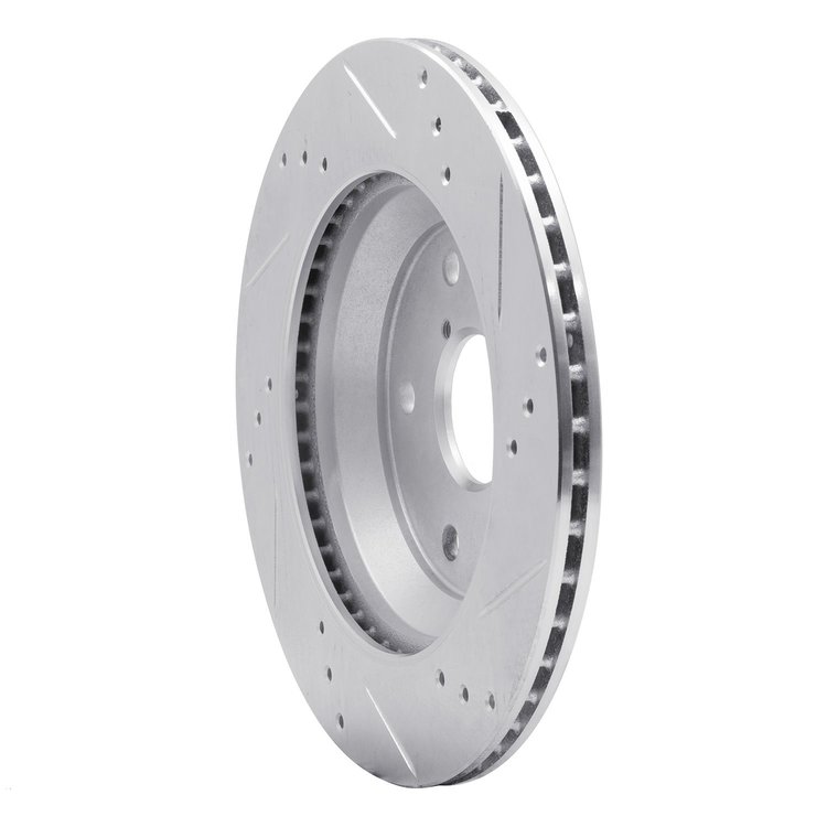 E-Line Drilled & Slotted Silver Brake Rotor, Fits Select Subaru, Position: Rear Left
