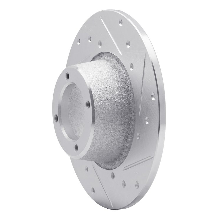 E-Line Drilled & Slotted Silver Brake Rotor, 1975-1980 Triumph, Position: Front Right