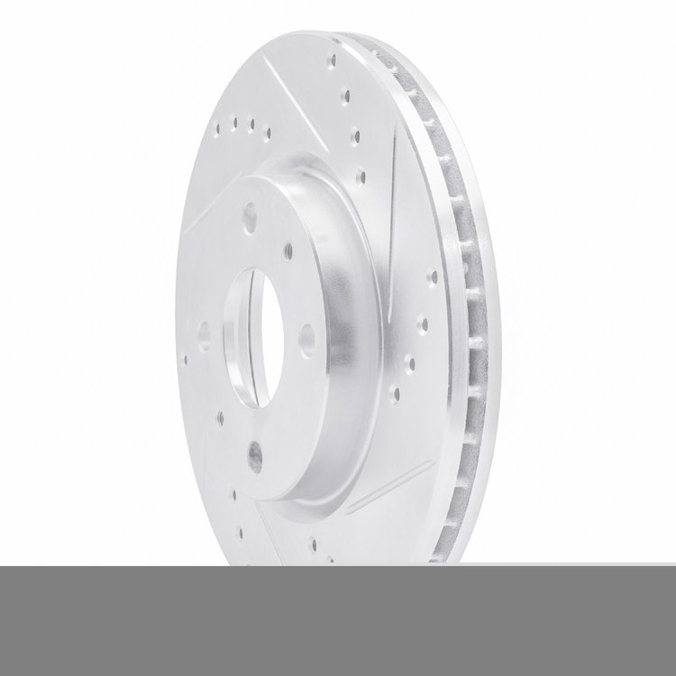 E-Line Drilled & Slotted Silver Brake Rotor, 1964-1994 Alfa Romeo, Position: Rear Right