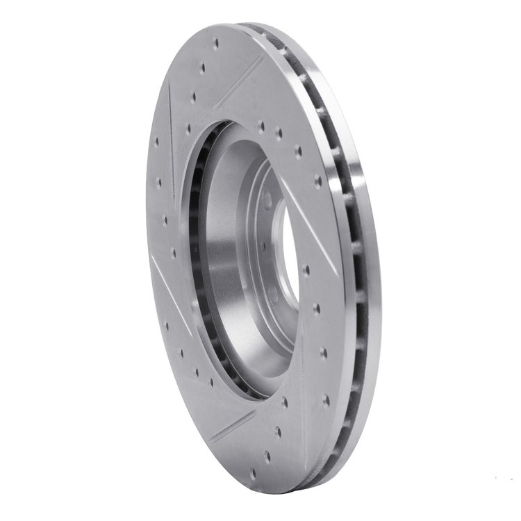 E-Line Drilled & Slotted Silver Brake Rotor, 1981-1989 Alfa Romeo, Position: Front Right