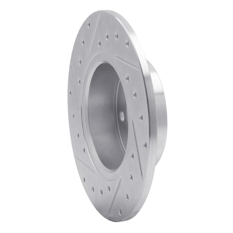E-Line Drilled & Slotted Silver Brake Rotor, 1991-1995 Alfa Romeo, Position: Rear Right