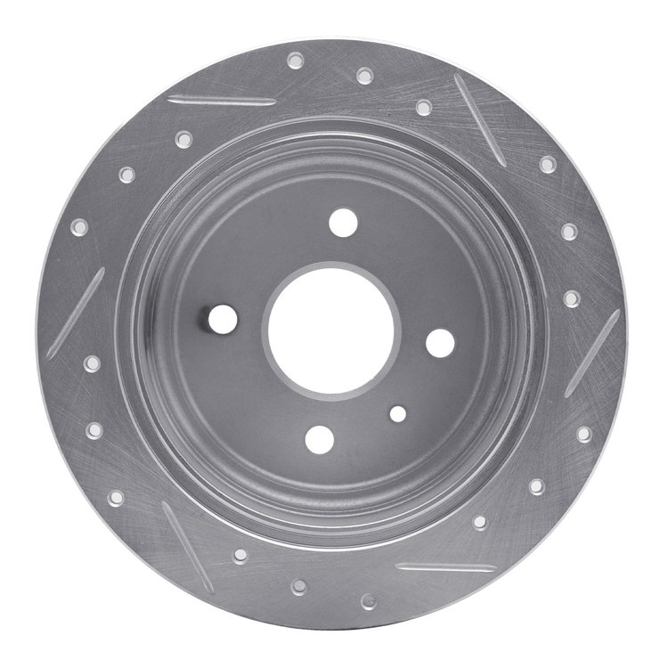 E-Line Drilled & Slotted Silver Brake Rotor, 1999-2002 GM, Position: Rear Left