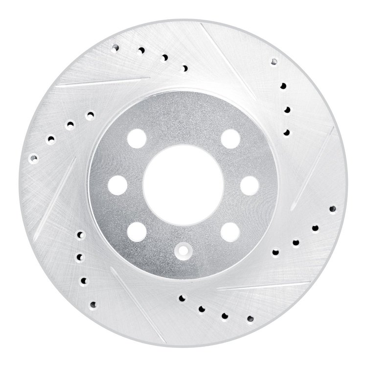 E-Line Drilled & Slotted Silver Brake Rotor, 1999-1999 GM, Position: Front Right