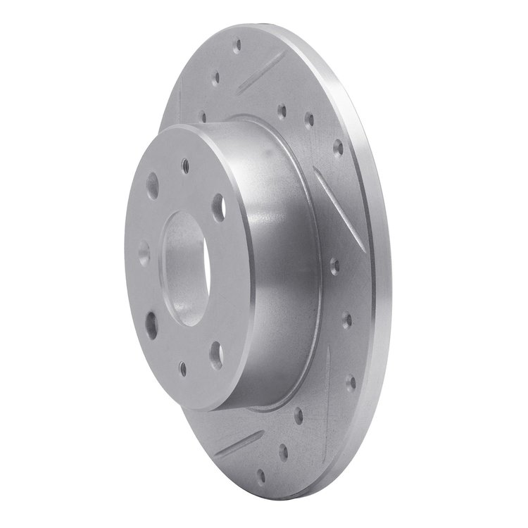 E-Line Drilled & Slotted Silver Brake Rotor, 1988-1992 GM, Position: Front Right