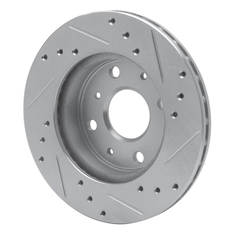 E-Line Drilled & Slotted Silver Brake Rotor, 1988-1992 GM, Position: Front Left