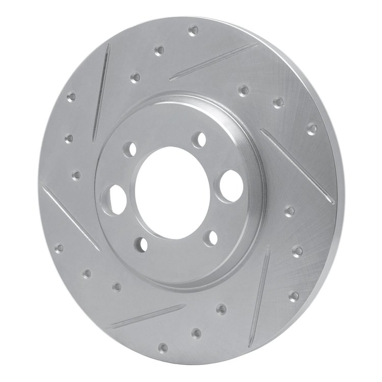 E-Line Drilled & Slotted Silver Brake Rotor, 1962-1987 Jaguar, Position: Rear Left