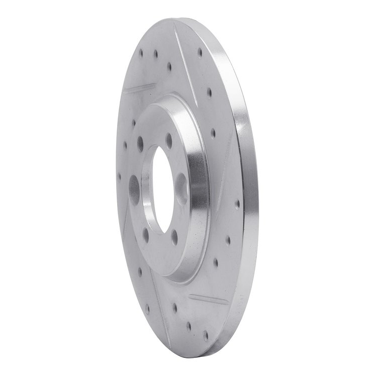 E-Line Drilled & Slotted Silver Brake Rotor, 1962-1987 Jaguar, Position: Rear Right