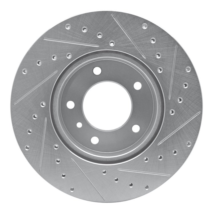 E-Line Drilled & Slotted Silver Brake Rotor, 1986-1989 Jaguar, Position: Front Left